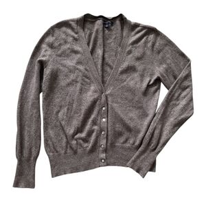 Banana Republic Brown Womens Cardigan Sz Large Gold Threading Rhinestone Button